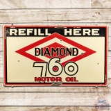 Diamond DX 760 Motor Oil Refill Here SS Porcelain Sign