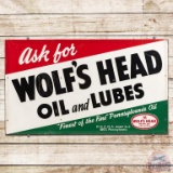 1957 Wolf's Head Oil and Lubes Embossed SST Sign
