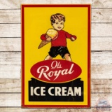 1961 It's Royal Ice Cream DST Sign w/ Boy & Cone