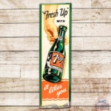 Fresh Up with 7up Vertical Embossed SST Sign w/ Bottle & Hand