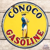 Conoco Gasoline SS Porcelain Sign w/ Minuteman
