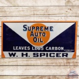 Gulf Supreme Auto Oil Leave Less Carbon SS Porcelain Sign