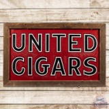 United Cigars SS Porcelain Sign in Wooden Frame