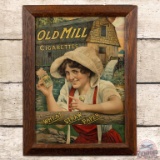 Early Old Mill Cigarettes Cardboard Sign in Original Frame