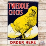 Tweddle Chicks Order Here DST Sign w/ Chick & Rooster Graphics