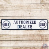 Gulf Authorized Dealer SS Porcelain Sign w/ Logo