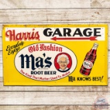 Ma's Old Fashion Root Beer Embossed SST Sign w/ Bottle Harris Garage
