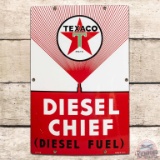 1956 Texaco Diesel Chief SS Porcelain Pump Plate Sign