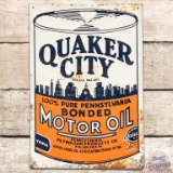 Quaker City Motor Oil Embossed SST Sign
