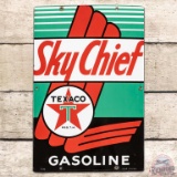 1940 Texaco Sky Chief Gasoline SS Porcelain Pump Plate Sign