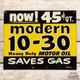 Modern 10-30 Heavy Duty Motor Oil Saves Gas DST Sign
