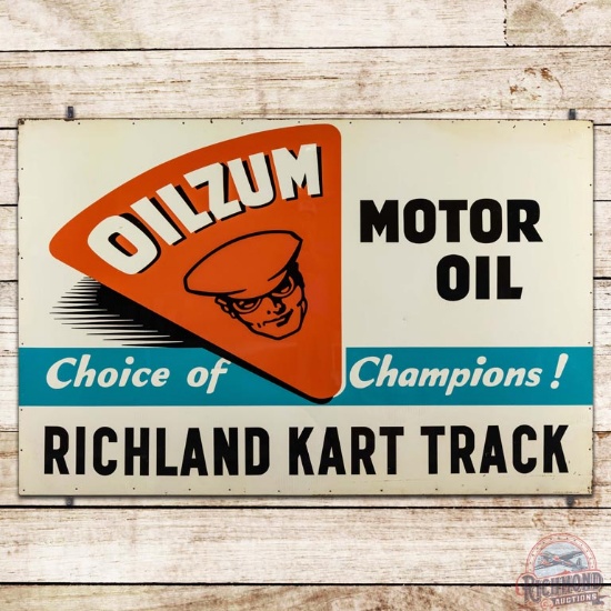 1960 Oilzum Motor Oil Choice of Champions Richland Kart Track 6' SST Sign w/ Logo