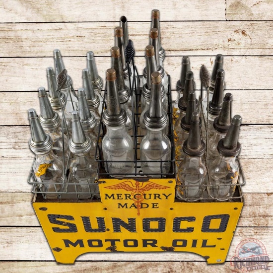 Sunoco Motor Oil Porcelain 24 Bottle Rack w/ Mercury Made Logo