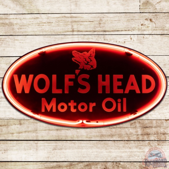 Rare Wolf's Head Motor Oil Neon Counter Top Advertising Sign
