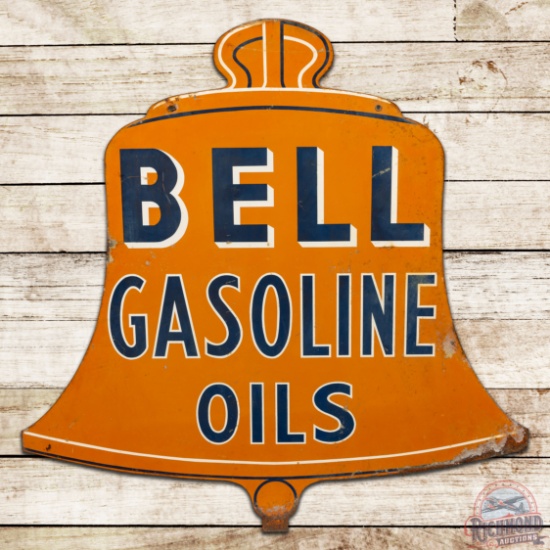 Scarce 48" Bell Gasoline Oils Die Cut DST Sign