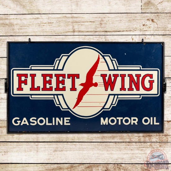 Fleetwing Gasoline Motor Oil DS Porcelain Sign w/ Logo & Frame