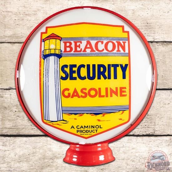 Rare Beacon Security Gasoline 15" Gas Pump Globe Lens Single