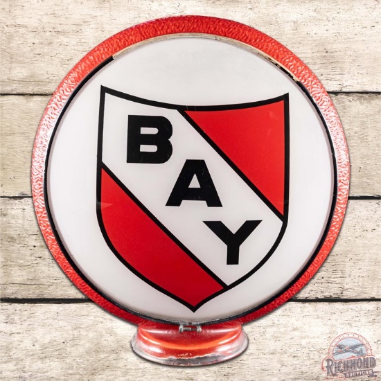 Bay 13.25" Gas Pump Globe Lens On Red Ripple Body Complete