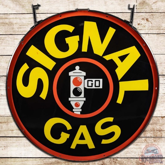 5' Signal Gasoline Red Stoplight Logo DS Porcelain Sign & Ring