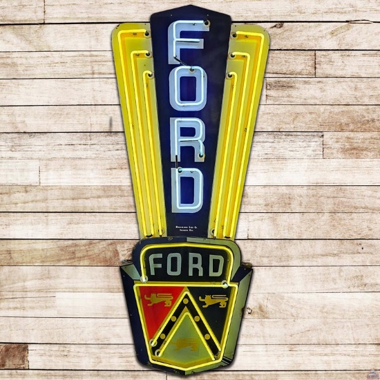 Rare 8' Ford Jubilee Single Sided Porcelain Neon Sign