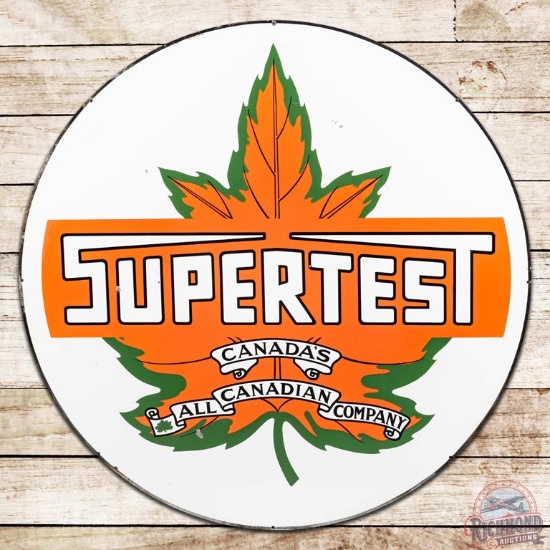 5' Supertest Gasoline DS Porcelain ID Sign w/ Maple Leaf Logo