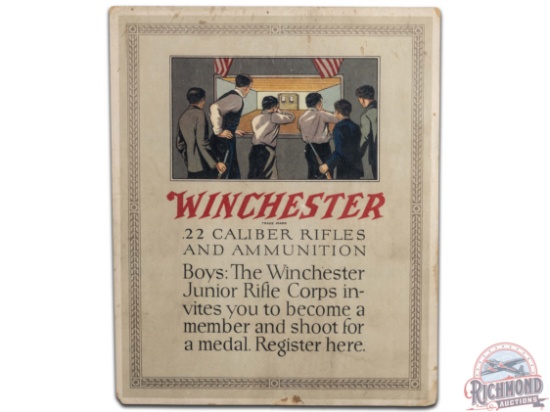 Winchester .22 Cal Rifles & Ammunition Cardboard Easel Back Countertop Display Sign