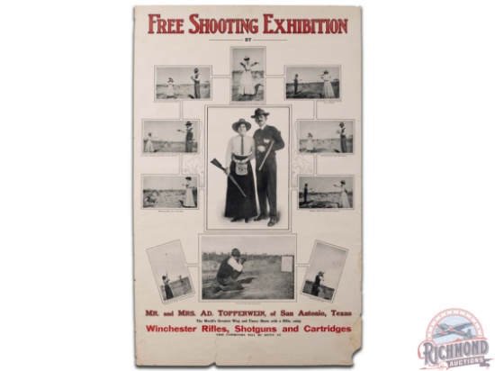 Winchester Free Shooting Exhibition By Mr. & Mrs. Ad Topperwein San Antonio Texas Poster Sign