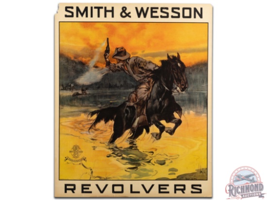 Smith & Wesson Revolvers Paper Sign With Cowboy And Indians