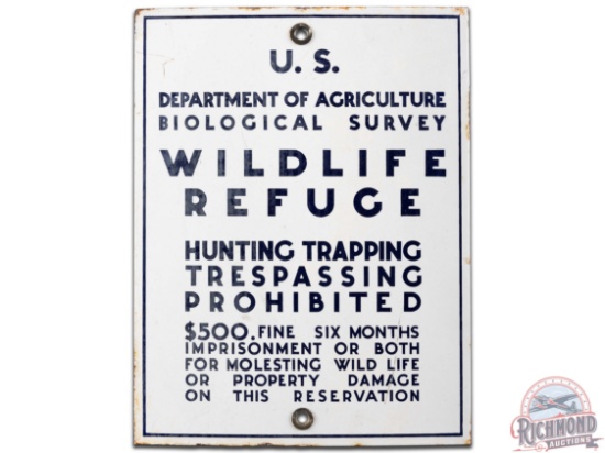 U.S. Department Of Agriculture Wildlife Refuge Porcelain Sign