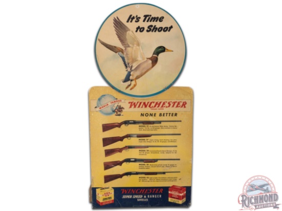 Winchester "It's Time To Shoot" Mallard Cardboard Easel Back Countertop Display Sign