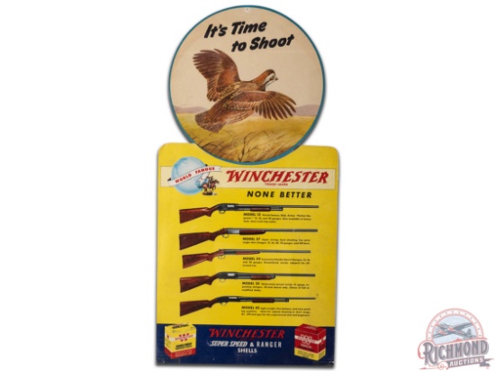 Winchester "It's Time To Shoot" Quail Cardboard Easel Back Countertop Display Sign
