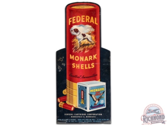Federal Monark 12 Gauge Shells Die Cut Cardboard Easel Back Countertop Display Sign