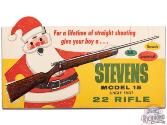 Stevens Model 15 .22 Cal Rifle Cardstock Folding Countertop Display Sign