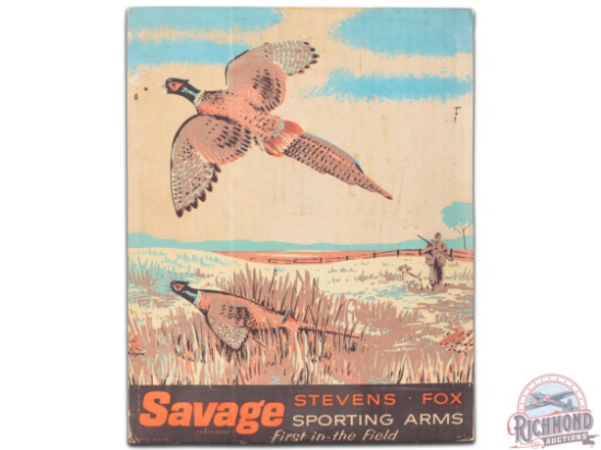 Savage Stevens Fox Sporting Arms Cardboard Easel Back Countertop Display Sign Pheasant