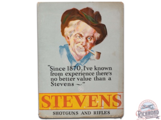 Stevens Shotguns And Rifles Cardboard Easel Back Countertop Display Sign
