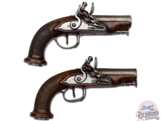 Napoleonic Era Pair of French Flintlock 50 Caliber Black Powder Pocket Pistols