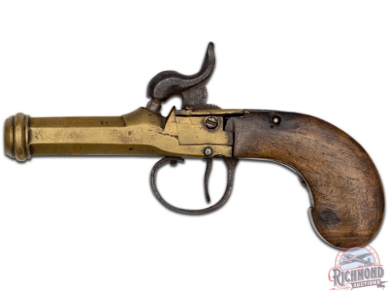 Antique Mid 1800's Brass Cannon Barrel 45 Caliber Muff Pistol