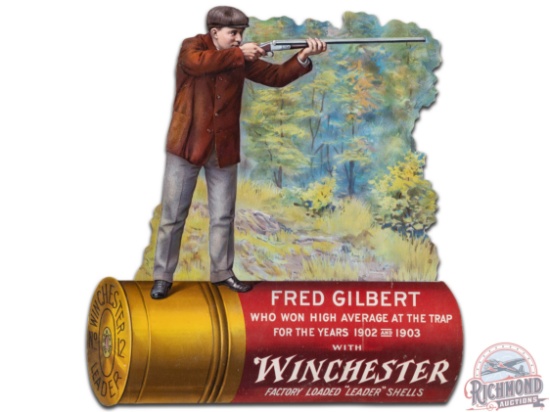 Winchester Fred Gilbert Die Cut Cardboard Easel Back Countertop Display Sign