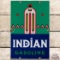 1940 Indian Gasoline SS Porcelain Pump Plate Sign 