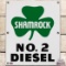 Shamrock No. 2 Diesel SS Porcelain Gas Pump Plate Sign w/ Logo