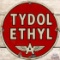 Tydol Ethyl Gasoline SS Porcelain Pump Plate Sign w/ Flying A Logo