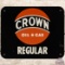 NOS Crown Oil Gas Regular SS Tin Pump Plate Sign w/ Logo