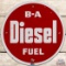 B-A Diesel Fuel SS Porcelain Gas Pump Plate Sign