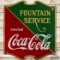 Drink Coca Cola Fountain Service Die Cut SS Porcelain Sign