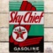 1942 Texaco Sky Chief Gasoline SS Porcelain Gas Pump Plate Sign 