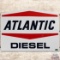 Atlantic Diesel Die Cut SS Porcelain Gas Pump Plate Sign