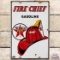 1962 Texaco Fire Chief Gasoline SS Porcelain Pump Plate Sign 