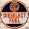 Gulf Dieselect Fuel SS Porcelain Sign w/ Logo