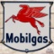 1947 Mobilgas SS Porcelain Gas Pump Plate Sign w/ Pegasus