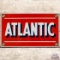 Atlantic Gasoline SS Porcelain Pump Plate Sign 